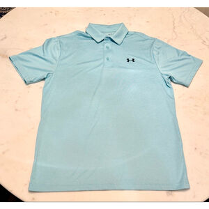Men's Under Armour Light Blue Playoff Golf Polo M Excellent Condition